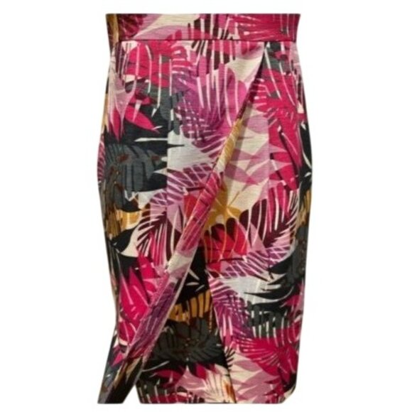 Banana Republic dress size 10 Tropical Palm Leaf Printed Silk Strapless - Picture 2 of 7